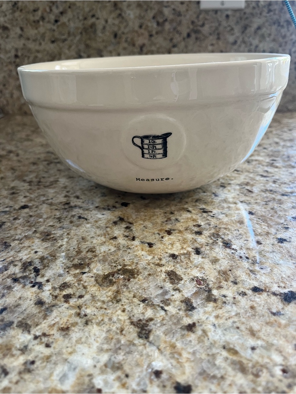 Rae Dunn Ceramic Bowl with Measuring Cup Graphic Measure Farmhouse